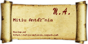Mitiu Antónia névjegykártya